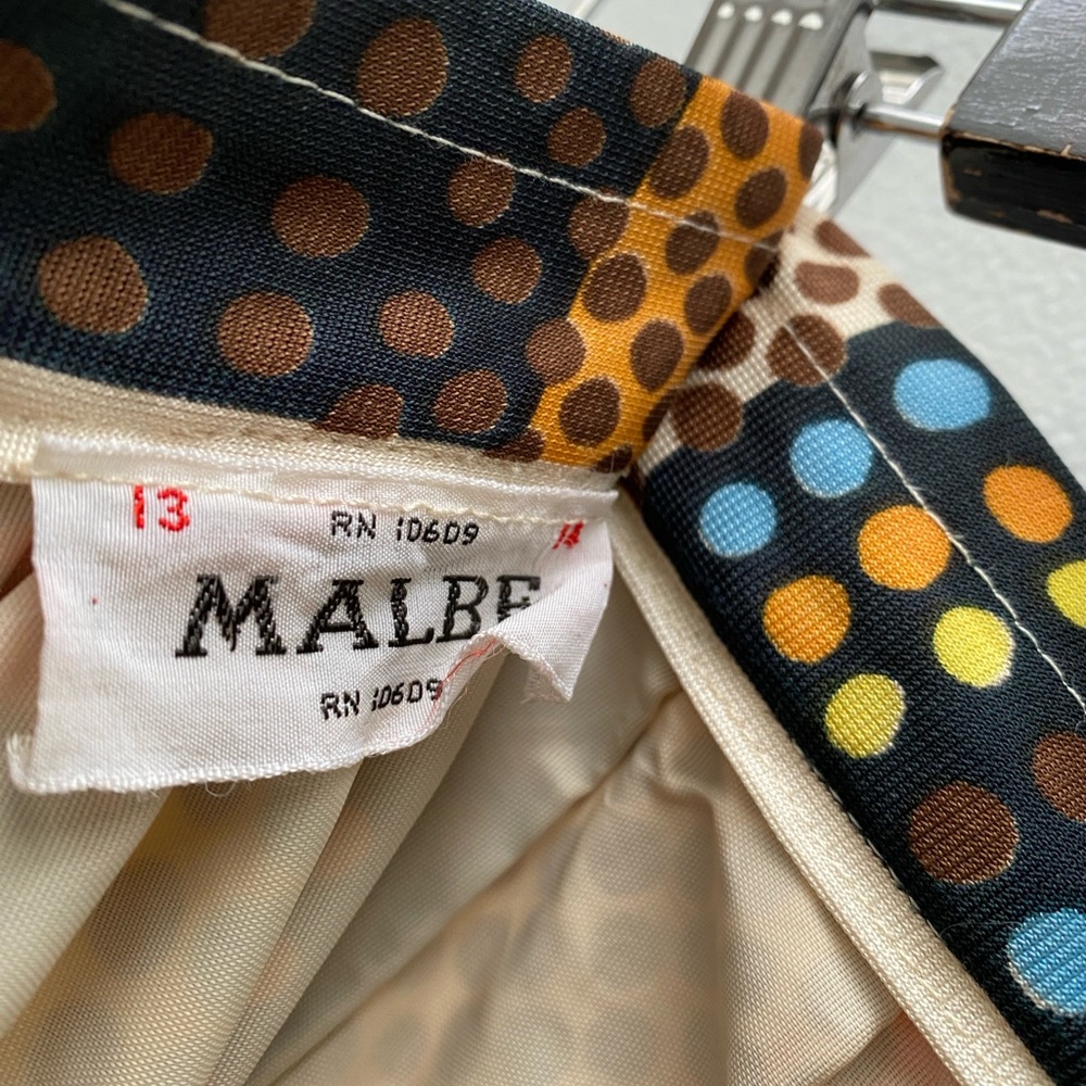 Vintage - Incredible 1970’s Maxi Dot Print Colourful Geometric Skirt by MALBE - Picture 10 of 14